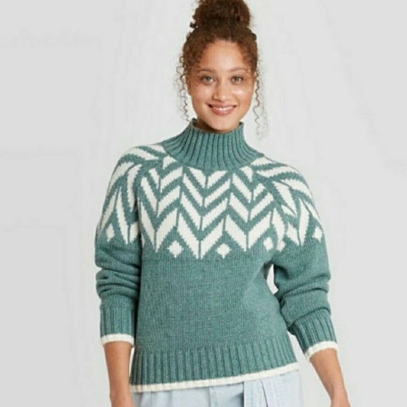 Blue Faire Isle Turtleneck Sweater Women'sā¦